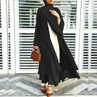 Shpwfbe есенни дрехи за жени жилетка за жени от жилетка на жените чифон мюсюлманин Long Long Soft Elegant Coat Womens Tops Black