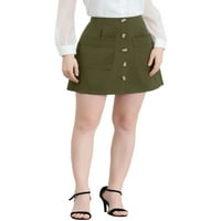 Уникални изгодни Дамски копчета Предна А-линия къса карго ежедневна пола
