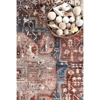 нулум Хариет Реколта Медальон Ресни площ килим, 5', Синьо