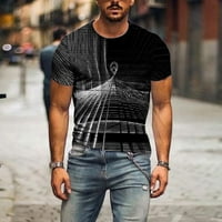 3D оптична илюзия за печат тениски за мъже Забавни тунелни модели Crewneck с къси ръкави графики на тийнейджъри риза
