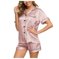 Плюс размер бельо за жени нощница Â Кратка пижама нощна облекла роба комплект нов костюм за бельо сатени пижами къси разхлабени