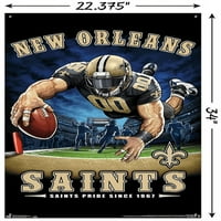 New Orleans Saints - Плакат за стена на крайната зона с бутални щифтове, 22.375 34