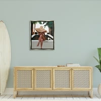 Ступел индустрии Модерен престижна жена тропически лято гореща вана Графичен Арт блясък сив плаваща рамка платно печат стена изкуство, дизайн от Амелия Нойс