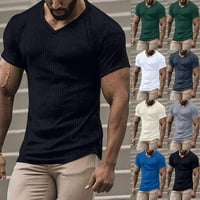 Мъжки ежедневни тънки приспособяват основна модна тениска с къси ръкави V-образно деколте M-3XL