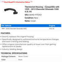 Корпус на термостат - съвместим с - Chevy Silverado 4.3L V 2012