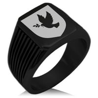 Неръждаема стомана гълъб мирен герб щит игла за игла за мотоциклетист стил полиран пръстен