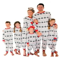 Glonme еластична талия PJ комплекти за жени мъже деца меко парти нощни дрехи коледни PJS снежинка печат за спално облекло бяла мама 3XL