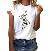 Feternal женски птици мека отпечатана туника фитнес спорт Елегантна летна тийп блуза Макси рокли за жени