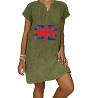 Yuwull дамски летни рокли, жени лятна небрежна къса ръкав v шия отпечатан джобни рокли рокли рокля мини рокля армия зелено