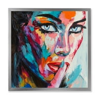 Абстрактен портрет на млада жена със сини очи