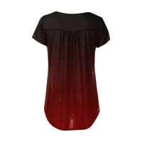 Bazyrey Womens Henley върхове ежедневни камуфлажни блузи женски късо ръкав Разхлабени туника ризи червен XL