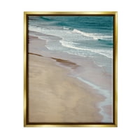 Ступел индустрии въздушен изглед океанска вода пенеста бряг плаж снимка металик злато плаваща рамка платно печат стена изкуство, дизайн от Данита Делимонт