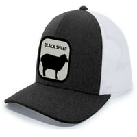 Наследство гордост черна овца шапка ферма Животни бродирани мрежести задни шапки за камион, черна хедър бяла