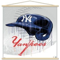 Ню Йорк Янкис-стенен плакат за каска с дървена магнитна рамка, 22.375 34