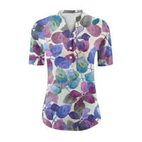 Женски копче с къс ръкав нагоре върши летни флорални женски бизнес ежедневни ризи