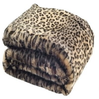 Fau Black Leopard Fur Throw, 50 60