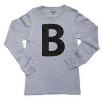 Монограма - B - Писмо в сивата тениска на черно момче с дълъг ръкав