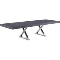 Меридиански мебели Excel Grey Oak Veneer Lacquer Extendable Dining Table
