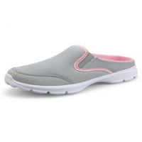 OUCAILI UNISE FLATS Леки ежедневни обувки Slip on Clogs & Mules Fashion Затворени пръчици на пръст на външни обувки за ходене сиво розово 8.5