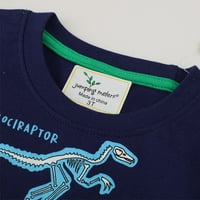 2t момчета ризи деца под риза детски тениска с къси ръкави за момчета с мотив на динозавър черно тъмно синьо тъмно синьо120-130
