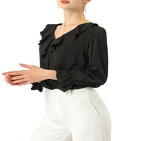 Уникална изгодна дамска блуза с яка от шифон за работа Офис селянин