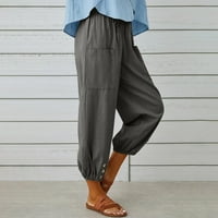 Gaecuw ленени панталони за жени случайни летни панталони плюс размер редовно прилягане на дълги панталони панталони панталони