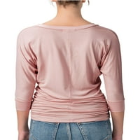 Daizy жени с v-образно деколте Dolman върти всеобхватни основни драпирани туника със странична трескава рухрана риза блуза A71_AT5574V