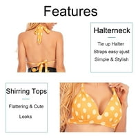 Midewhik Retro Polka Dot Halter High Aist Bikini Set две къси за бански костюм за жени плуват 3