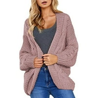 Женски жилетка твърд цвят грубо плетене на свобода на огромен пуловер с пуловери