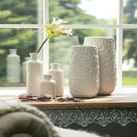 Съливан комплект от керамична пъпка ваза 10 ч, 7.5 Х5. 5 ч Бяло