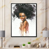 Дизайнарт 'портрет на афроамериканка седма' модерна рамка платно за стена арт принт
