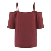 Дамски върхове блуза солидна дълга ръкав ежедневни жени тениски V-образно лятно вино s
