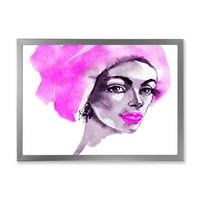 Дизайнарт 'Афроамериканска Розова Жена Моден Портрет' Модерна Рамка Арт Принт