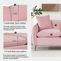 Аукфа 77.5 Модерен кадифен диван за хол мебели комплект апартамент-възглавници-сив