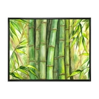 Дизайнарт 'ярки и зелени бамбукови стъбла' преходна рамка платно стена арт принт