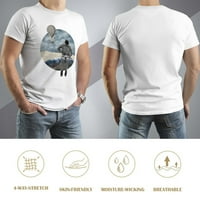 Винтидж графична мъжка тениска памук ежедневни къси ръкави върхове подарък бял m