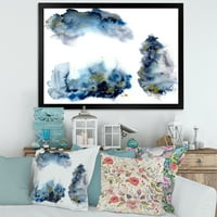 Дизайнарт 'сиви и сини облаци със златист блясък' модерна рамка Арт Принт