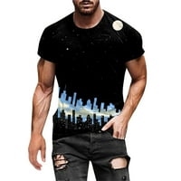 Fabiurt мъжки спортни ризи Мъжки модни ежедневни Stree 3D цифрово печат кръгла тениска на шията горна къса ръкав блуза, бяло