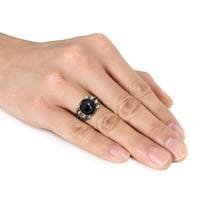 Миабела Мъжки Каратов черен ахат черен родий Посребрен Сребърен пръстен с много дръжки