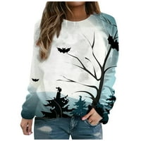 Хелоуин суичър жени тиква тениска графична пуловер блуза есен с дълъг ръкав върхове