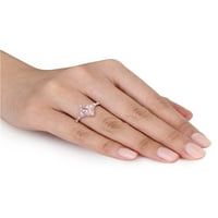 1-Каратов Т. Г. в. Морганит и бял сапфир и диамантен акцент 10кт Розово Злато Реколта пръстен