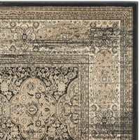 Vintage Lynett Традиционно килимче, черна слонова кост, 6'7 6'7 квадрат