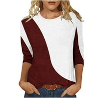 ризи с дълъг ръкав за женски моден моден отпечатан хлабав тениска със средна дължина ръкави блуза кръгла шия ежедневни върхове