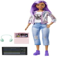 Барби кариера на годината музикален продуцент кукла, цветна лилава коса, модерни дрехи и аксесоари, и нагоре