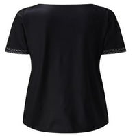 Cilcicy жени с къс ръкав диамантен печат тениска тениска ежедневно V-образно деколте летен връх