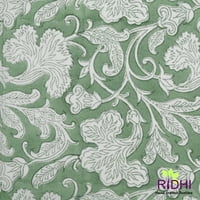 Градински зелено и извън бяло индийски флорален ръчен блок печат чиста памучна кърпа салфетки, подаръци, 9x9 - коктейлни
