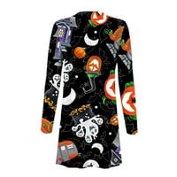 Honeeladyy Sales Online Women Жени с дълъг ръкав Хелоуин Животна котка Тиквена печат Кардиган есен палто блуза
