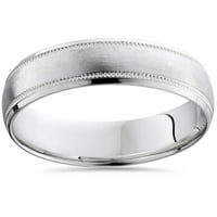 Pompeii Mens Platinum сватбена лента четка комфортен пръстен