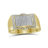 10kt жълто злато мъжки кръг диамантен рамкиран квадрат клъстер пръстен cttw