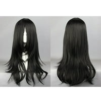 Уникални изгодни човешки перуки за жени къдрава перука с перука шапка дълга коса 24 Черно
